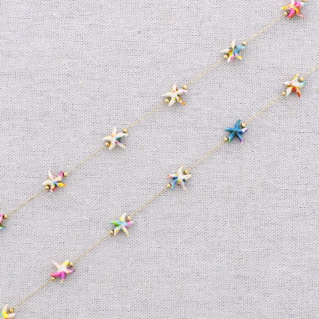 COLLAR LARGO ACERO CUENTAS ESTRELLA DE MAR