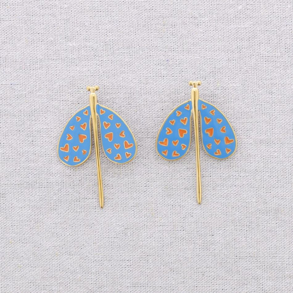 PENDIENTES ACERO INSECTO CORAZONES ESMALTE