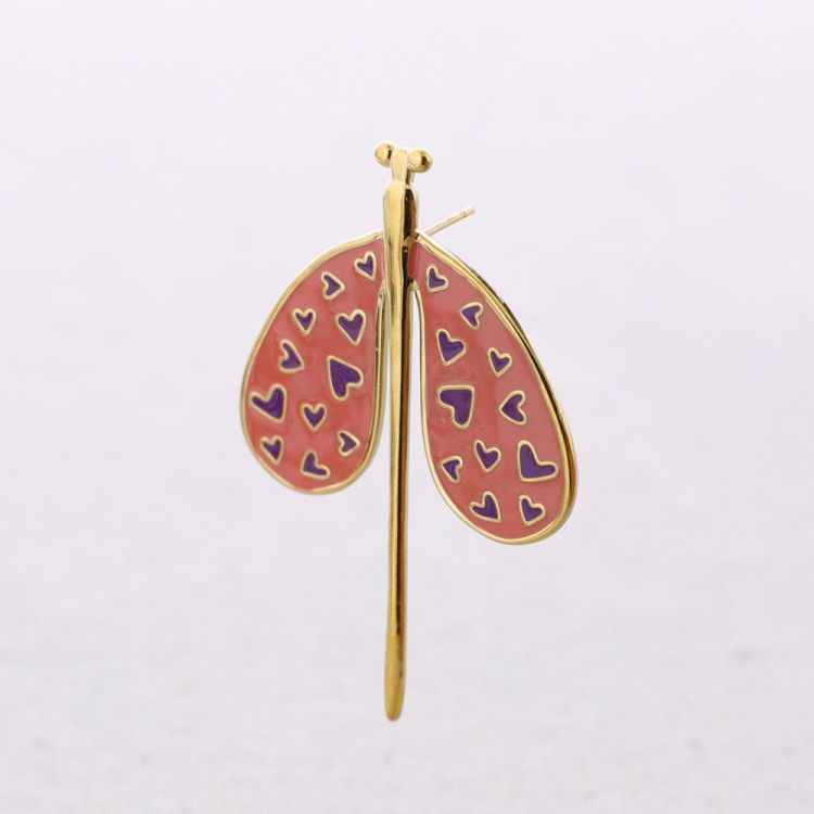 PENDIENTES ACERO INSECTO CORAZONES ESMALTE