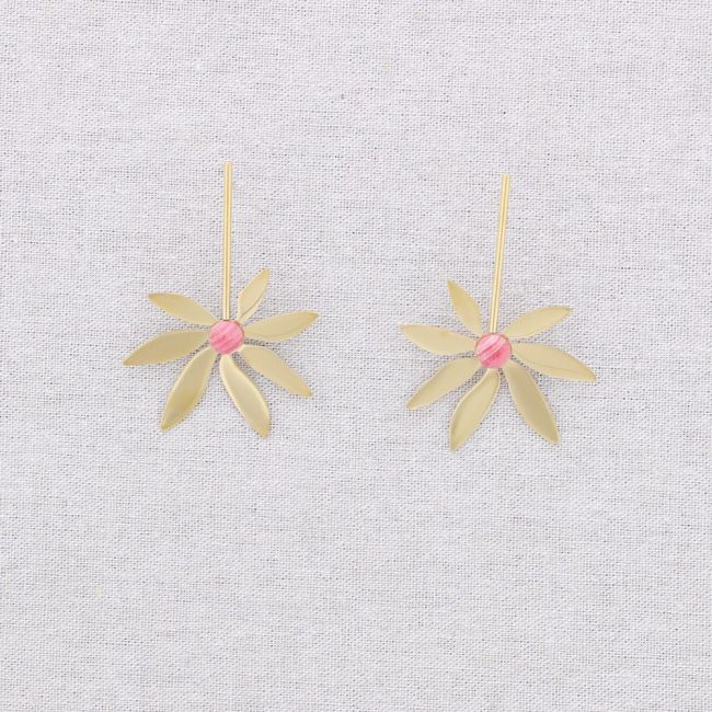 STEEL FLOWER STONES EARRINGS