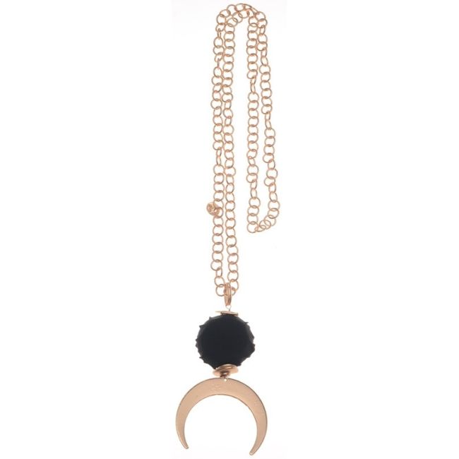 COLLAR LARGO CADENA COLGANTE MEDIA LUNA METAL