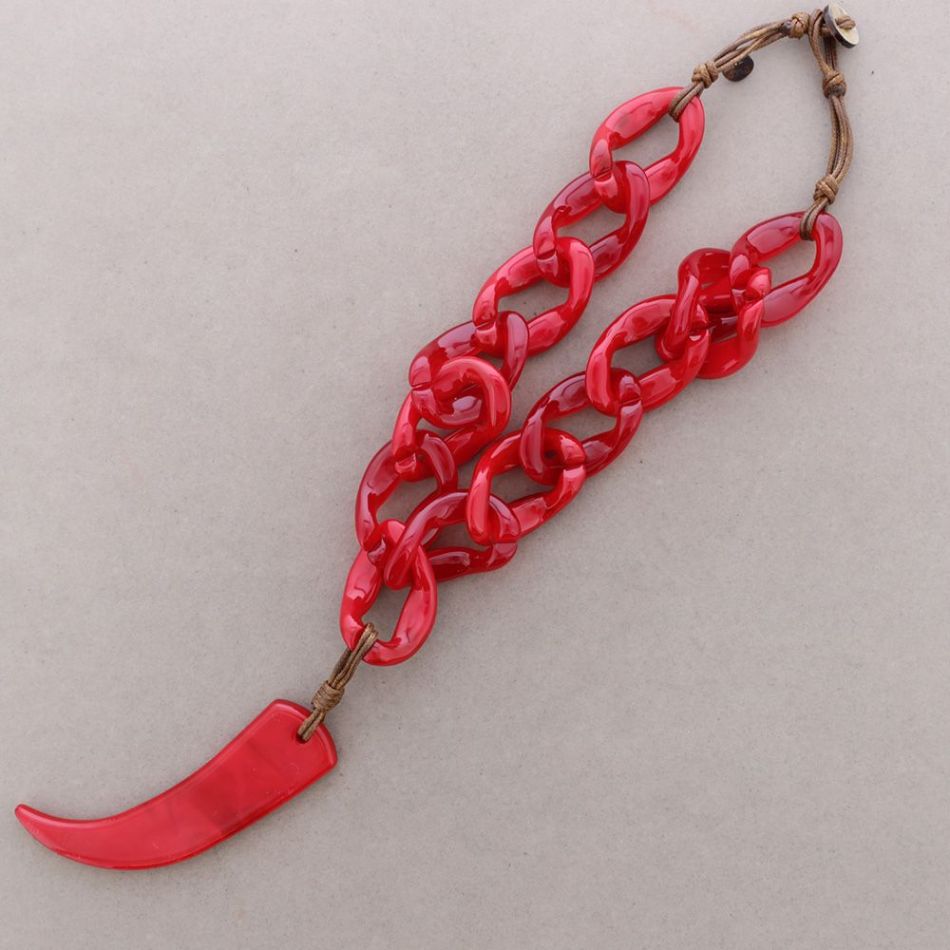 COLLAR ESLABONES COLGANTE CUERNO RESINA