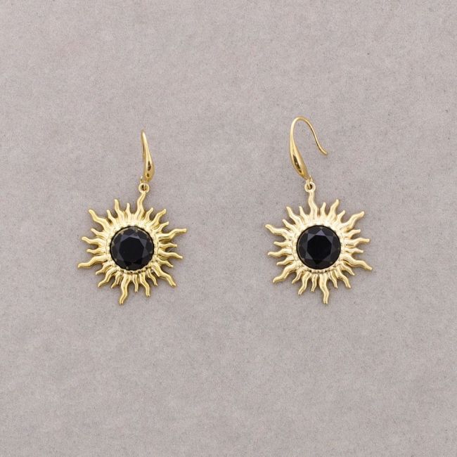 PENDIENTES BRONCE COLGANTE SOL PIEDRA