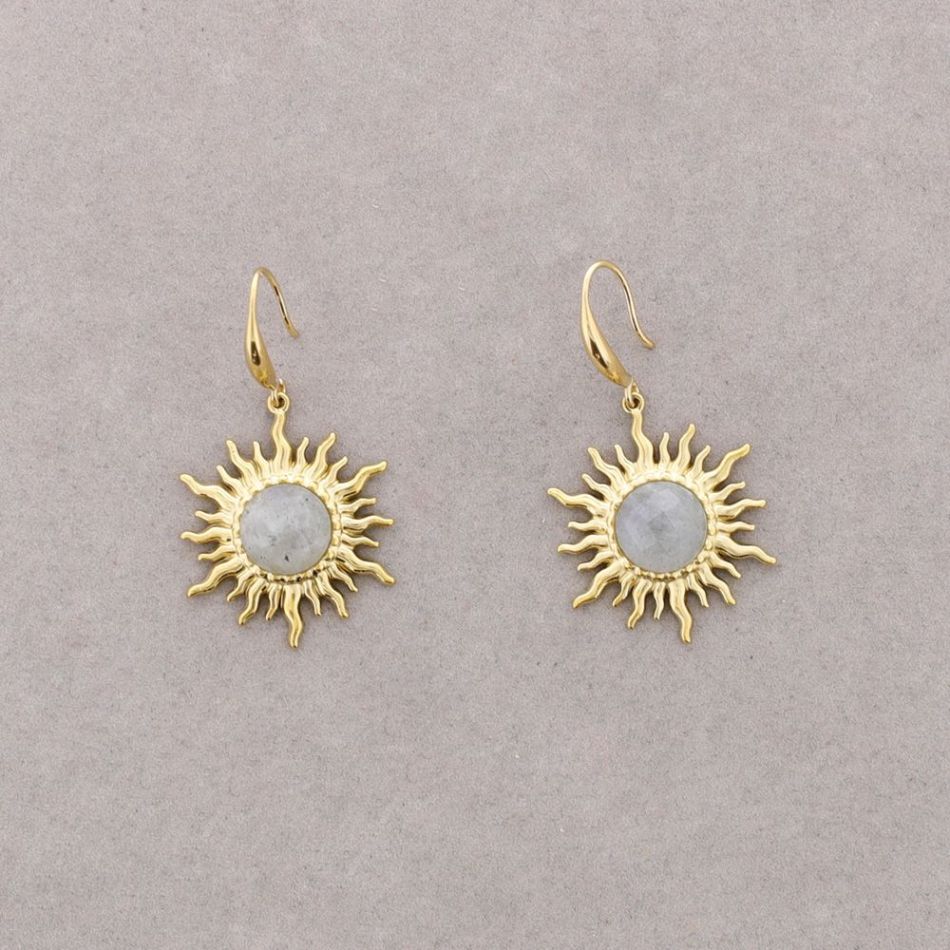 PENDIENTES BRONCE COLGANTE SOL PIEDRA