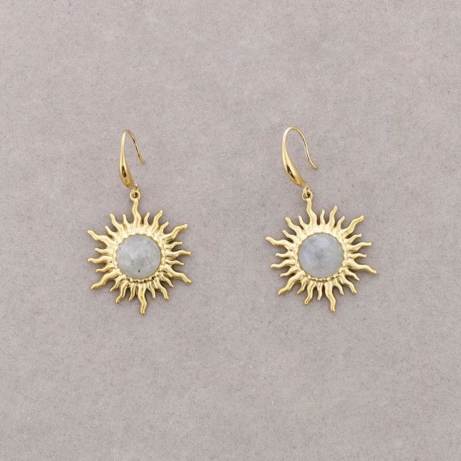 PENDIENTES BRONCE COLGANTE SOL PIEDRA