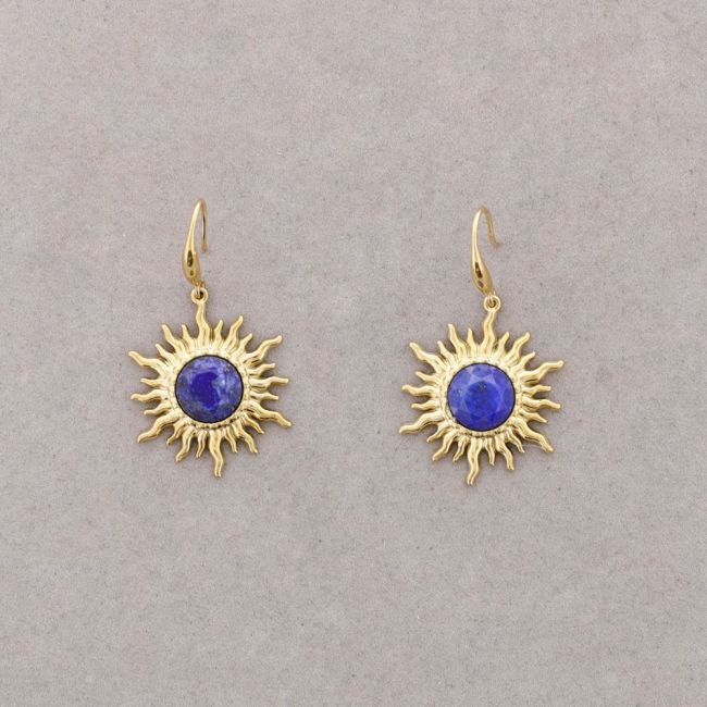 PENDIENTES BRONCE COLGANTE SOL PIEDRA