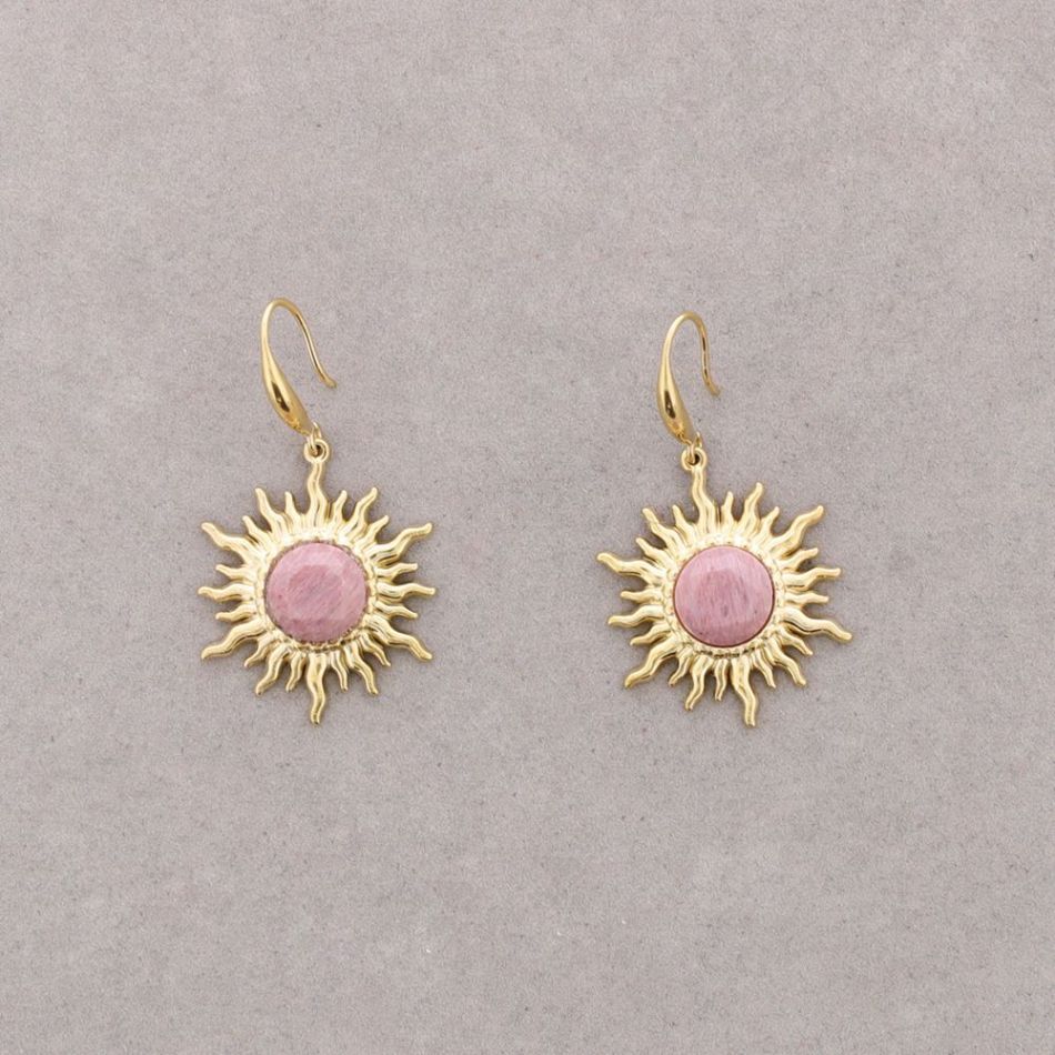 PENDIENTES BRONCE COLGANTE SOL PIEDRA