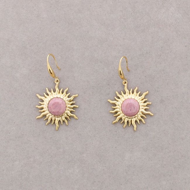 PENDIENTES BRONCE COLGANTE SOL PIEDRA