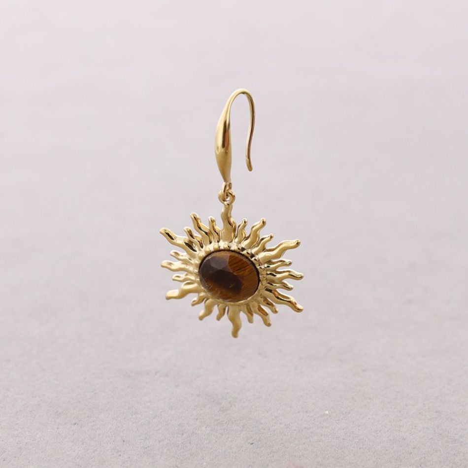 PENDIENTES BRONCE COLGANTE SOL PIEDRA