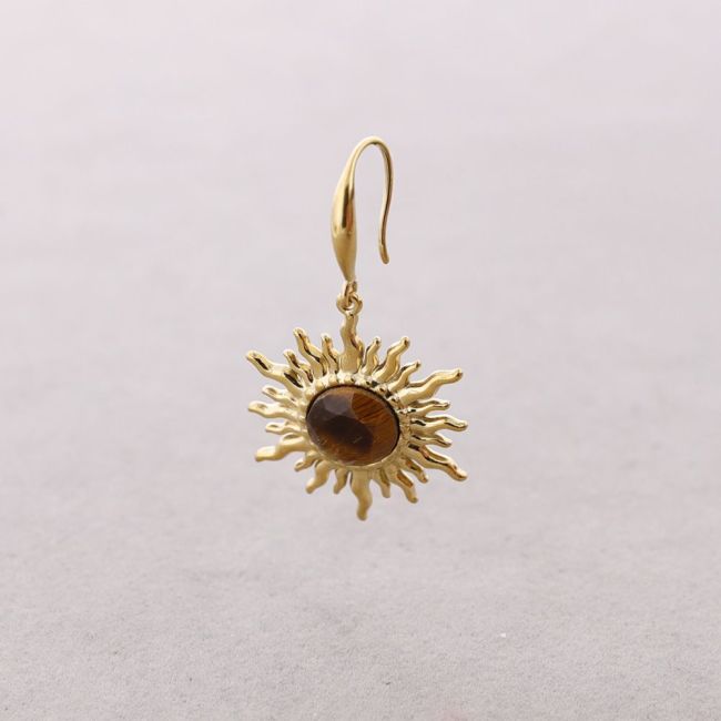 PENDIENTES BRONCE COLGANTE SOL PIEDRA