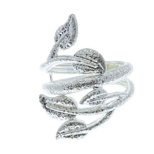 WIDE BRACELET WITH METAL LEAVES