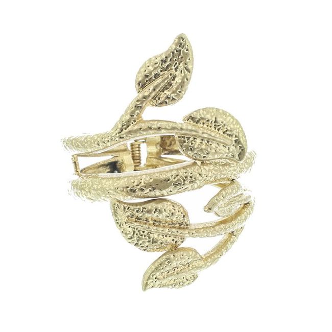 PULSERA ANCHA HOJAS METAL