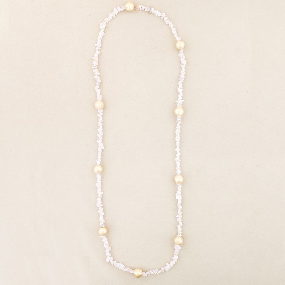 LONG NECKLACE WITH METALLIC FINISH BALL STONES