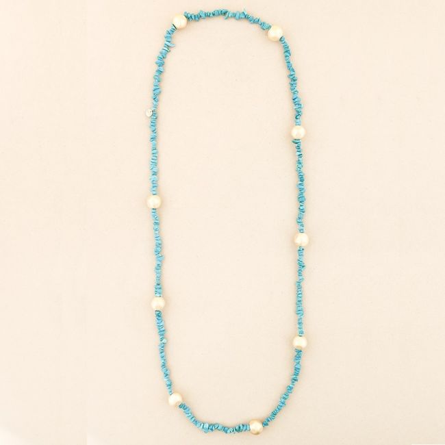 COLLAR LARGO PIEDRECITAS BOLAS ACABADO METALICO