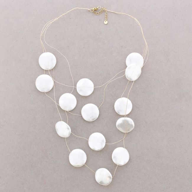 COLLAR MULTIFILAS MEDALLAS IMITACIÓN PERLA