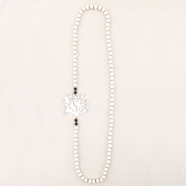 METAL CORAL STONES LONG NECKLACE 2