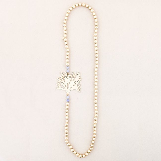 METAL CORAL STONES LONG NECKLACE
