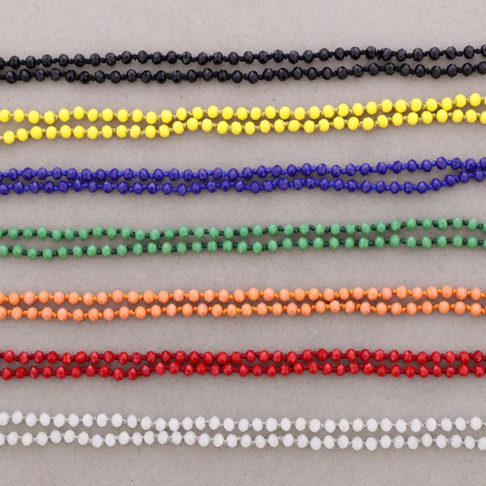 COLLAR LARGO NUDOS BOLAS CRISTALES FACETADOS 1,5M*6MM
