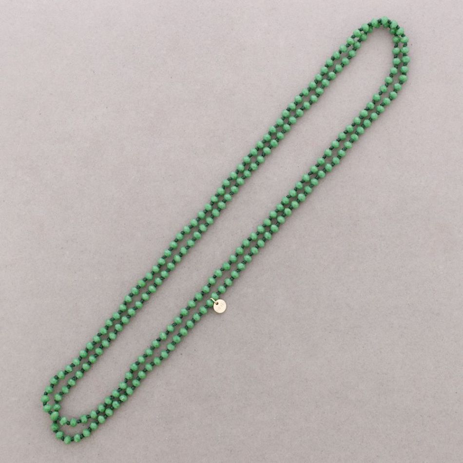 COLLAR LARGO NUDOS BOLAS CRISTALES FACETADOS 1,5M*6MM