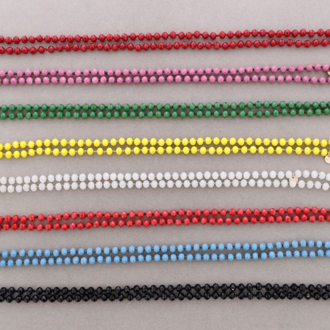 COLLAR LARGO NUDOS BOLAS CRISTALES FACETADOS 1,2M*8MM
