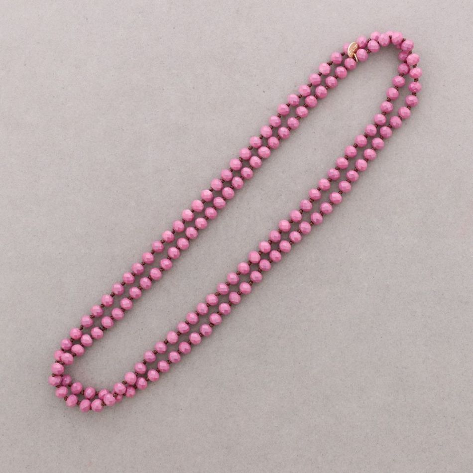 COLLAR LARGO NUDOS BOLAS CRISTALES FACETADOS 1,2M*8MM