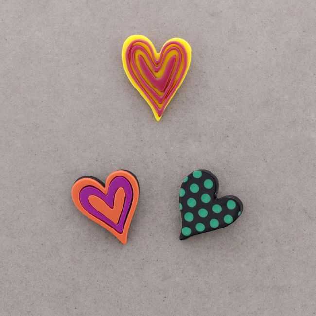 TRIPLE HEART RESIN BROOCH SET