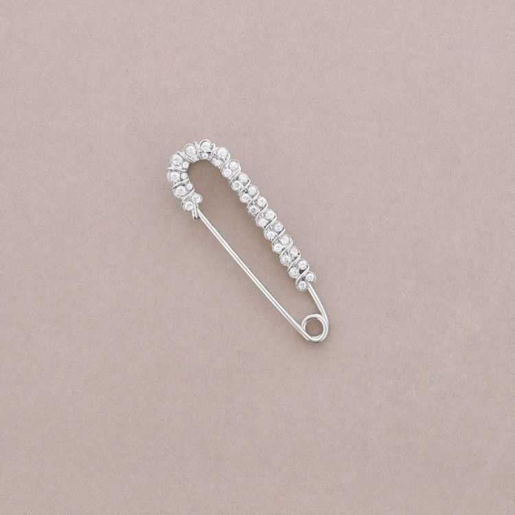 BROOCH PIN SAFETY PIN METAL CRYSTALS