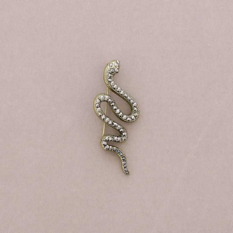 BROCHE ALFILER IMPERDIBLE SERPIENTE METAL CRISTALES