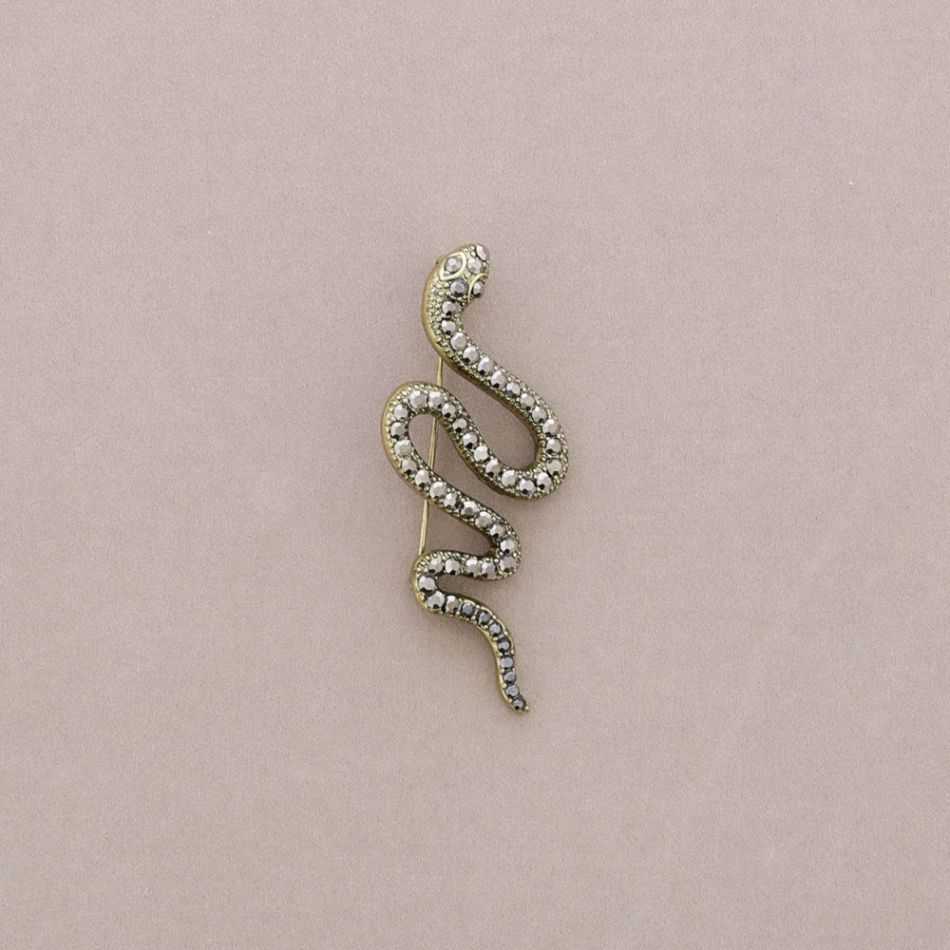 BROCHE ALFILER IMPERDIBLE SERPIENTE METAL CRISTALES