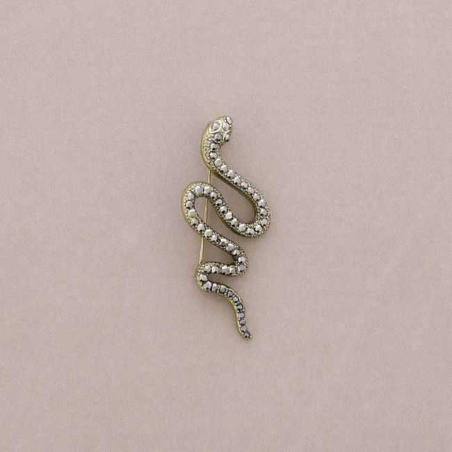 BROCHE ALFILER IMPERDIBLE SERPIENTE METAL CRISTALES