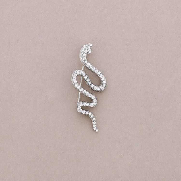 BROCHE ALFILER IMPERDIBLE SERPIENTE METAL CRISTALES 2