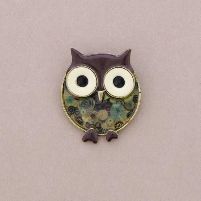 METAL ENAMEL BROOCH