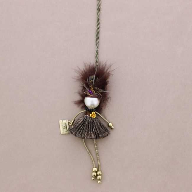 LONG NECKLACE LADY QUEEN DOLL PENDANT