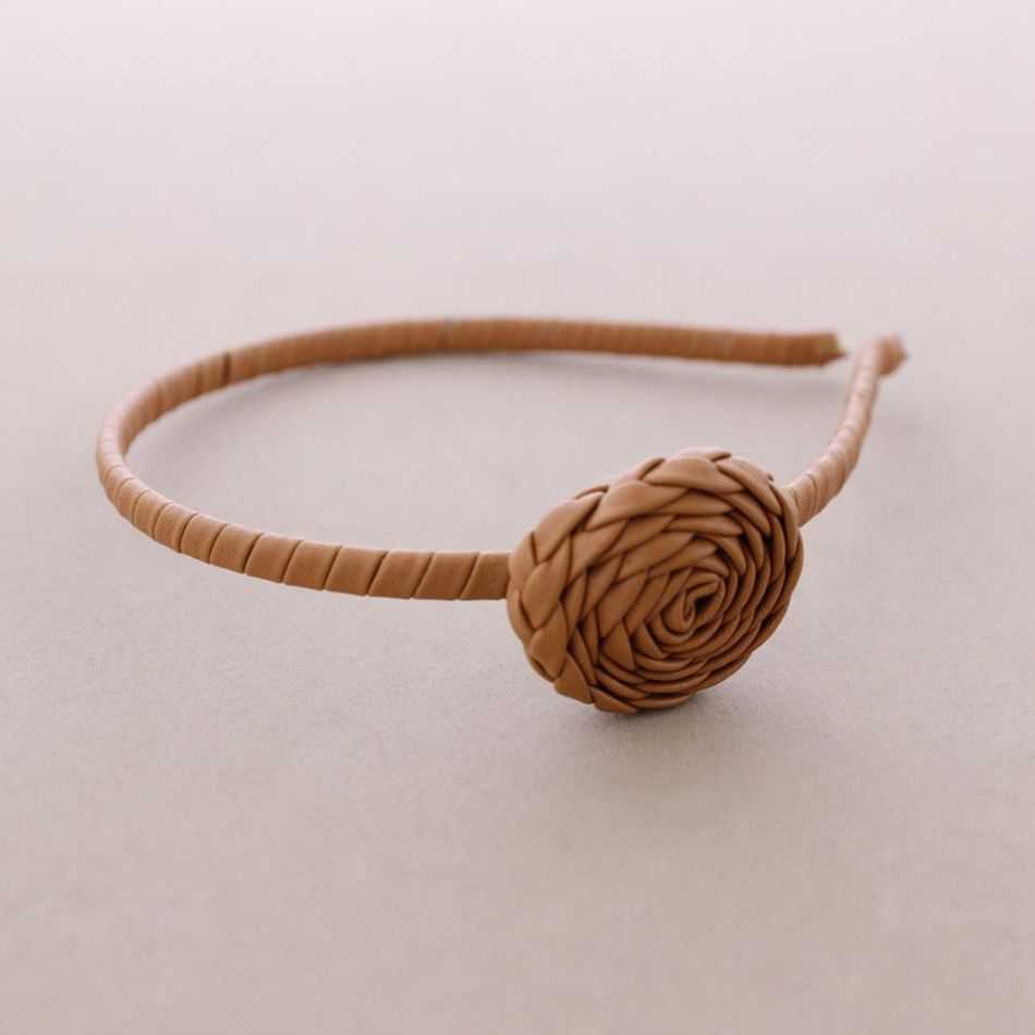 Faux Leather Flower Headband