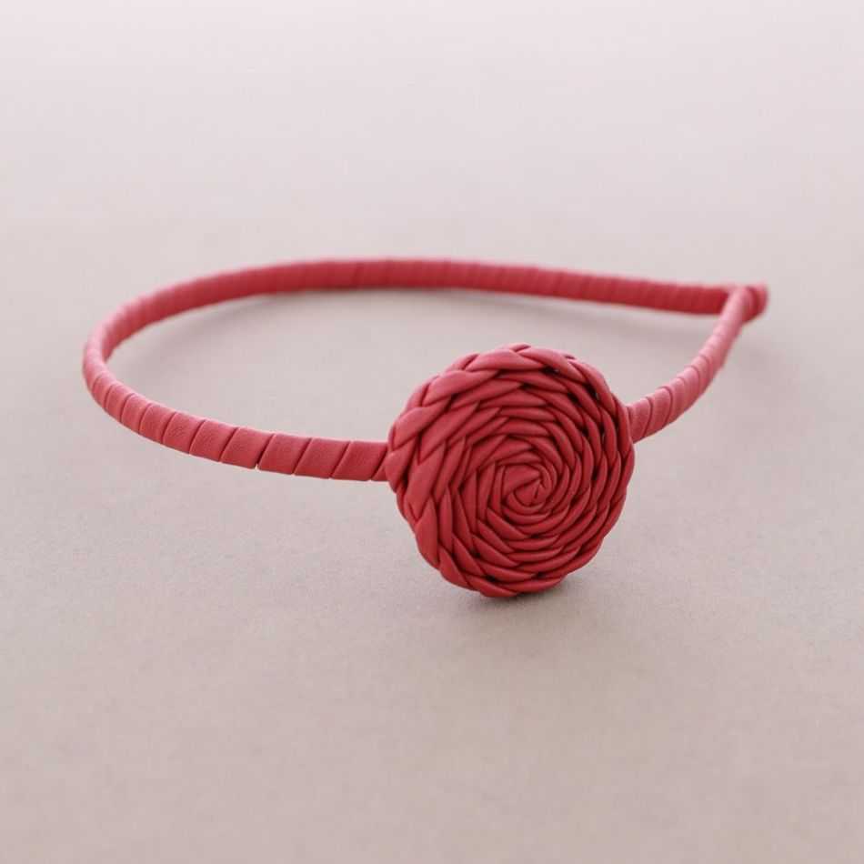 Faux Leather Flower Headband