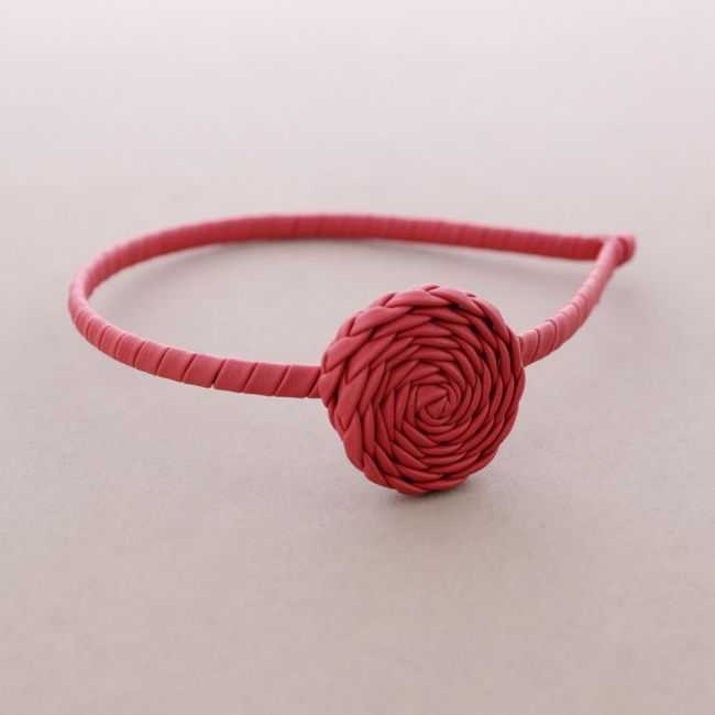 Faux Leather Flower Headband