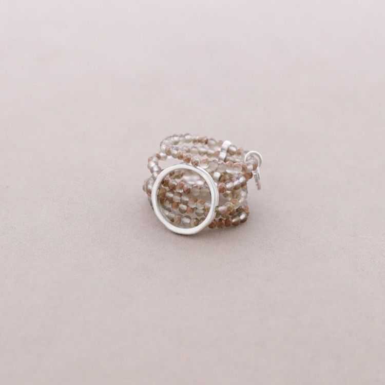 ANILLO CUENTAS FACETADAS ARGOLLA METAL