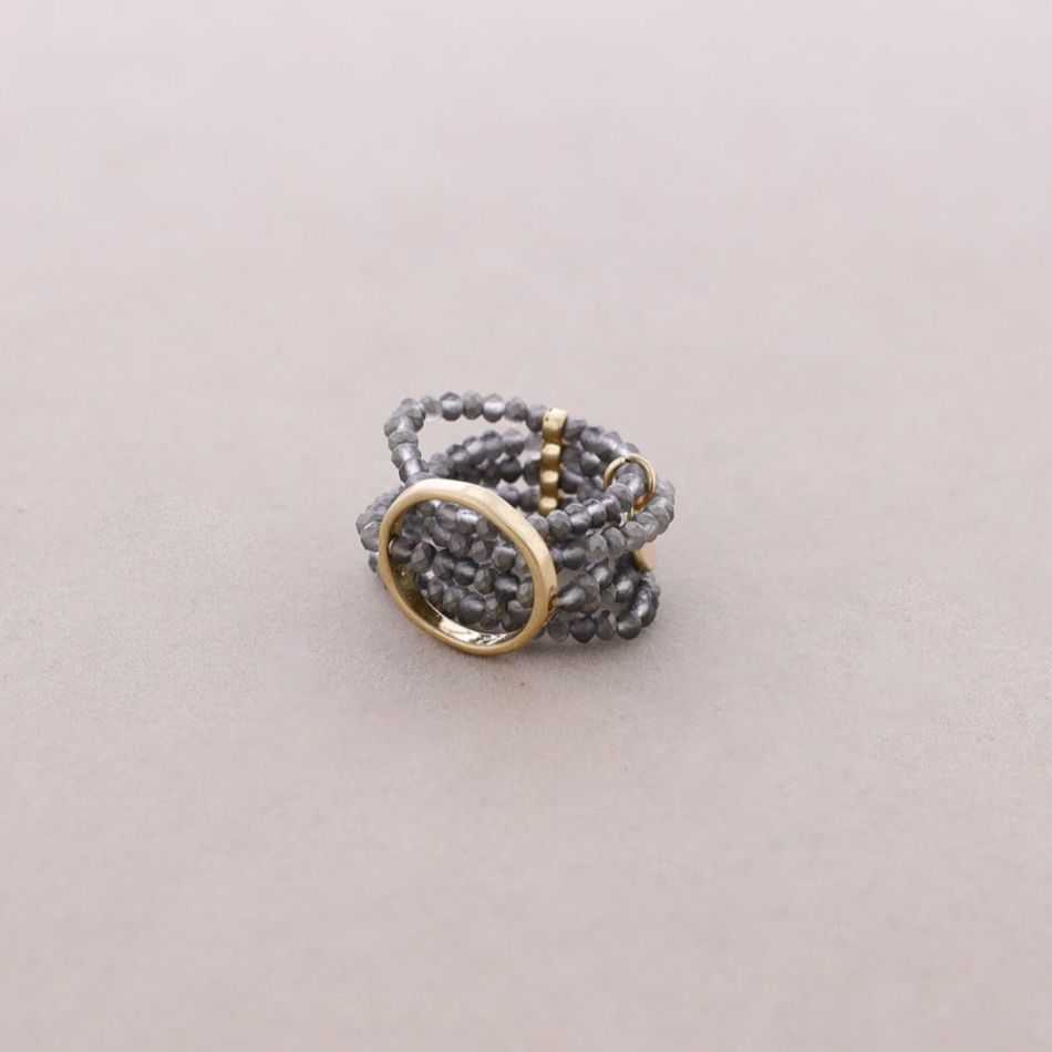 ANILLO CUENTAS FACETADAS ARGOLLA METAL
