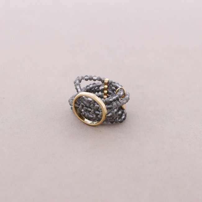 ANILLO CUENTAS FACETADAS ARGOLLA METAL