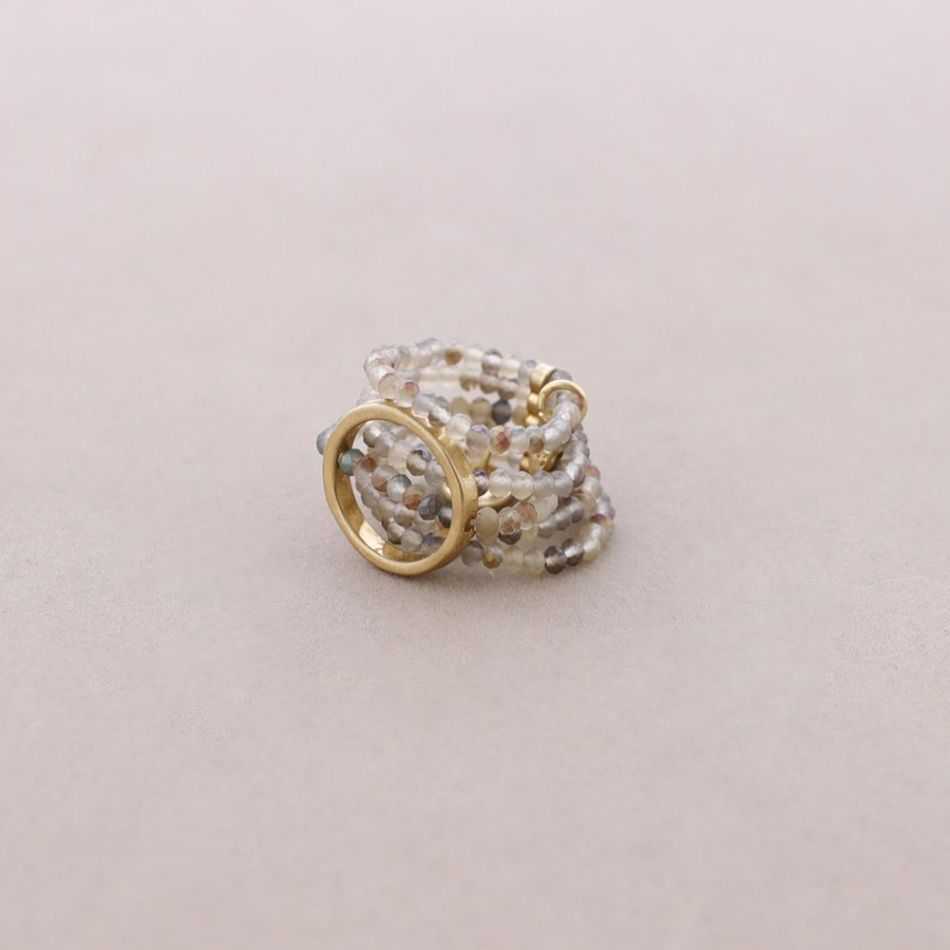RING WITH FACETED BEADS WITH METAL RING