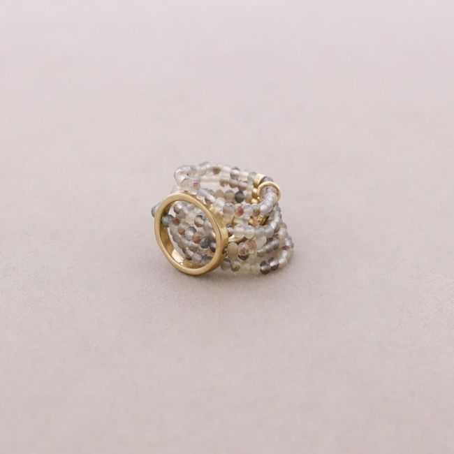 RING WITH FACETED BEADS WITH METAL RING