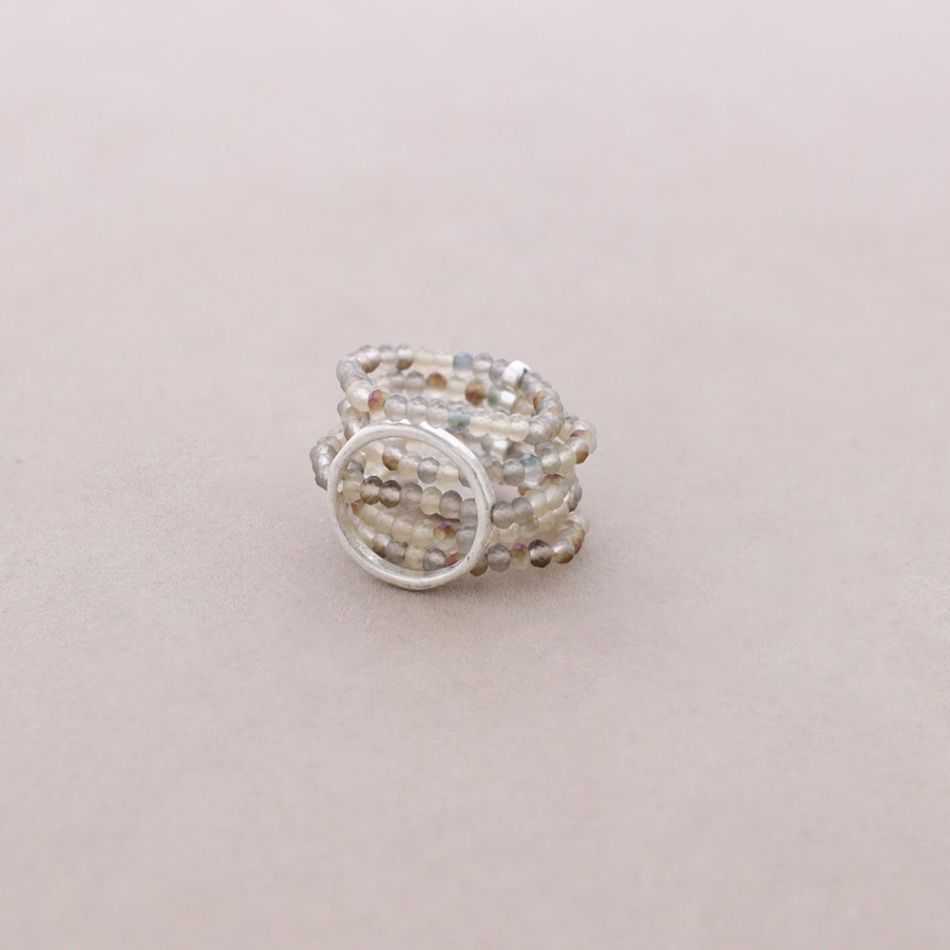 ANILLO CUENTAS FACETADAS ARGOLLA METAL