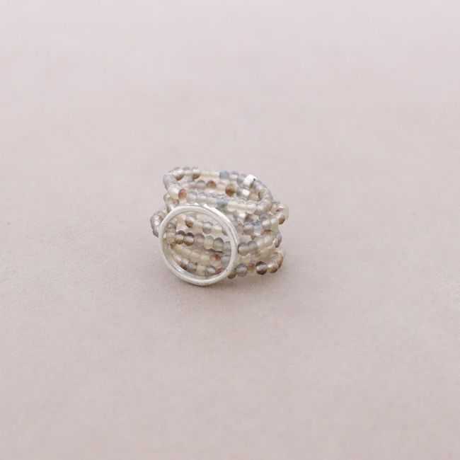ANILLO CUENTAS FACETADAS ARGOLLA METAL