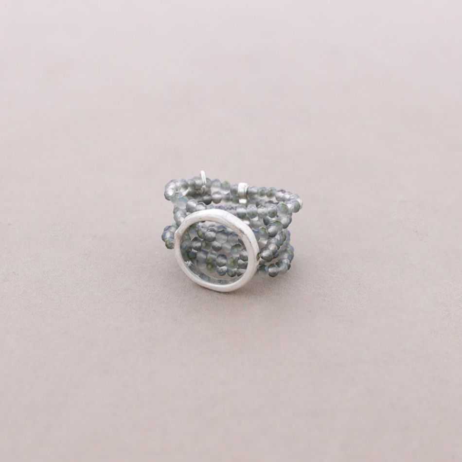 ANILLO CUENTAS FACETADAS ARGOLLA METAL