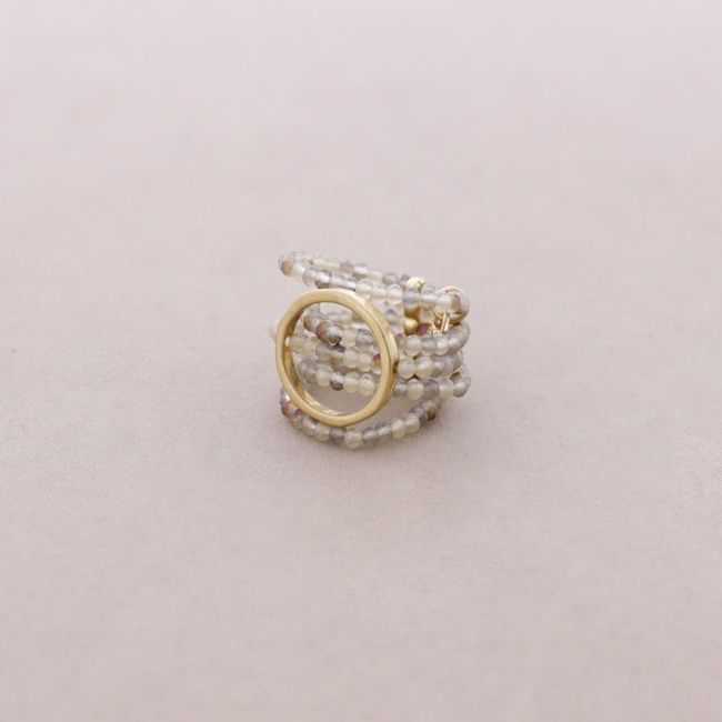 ANILLO CUENTAS FACETADAS ARGOLLA METAL