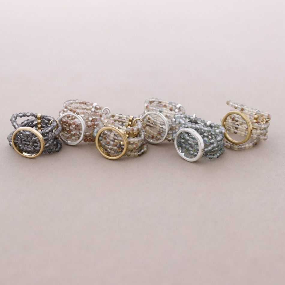 ANILLO CUENTAS FACETADAS ARGOLLA METAL
