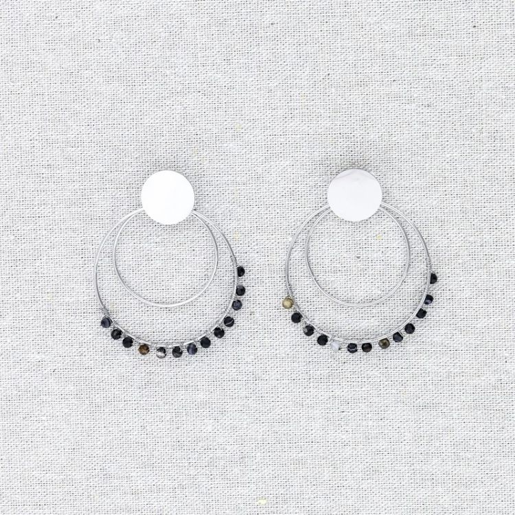 PENDIENTES ACERO DOBLE ANILLA PIEDRAS 2