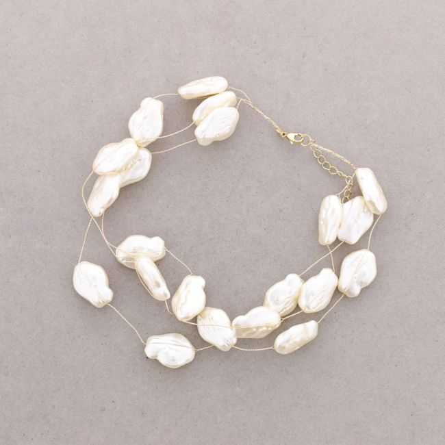 BRAIDED SHORT NECKLACE WITH PEARL FINISH BEADS