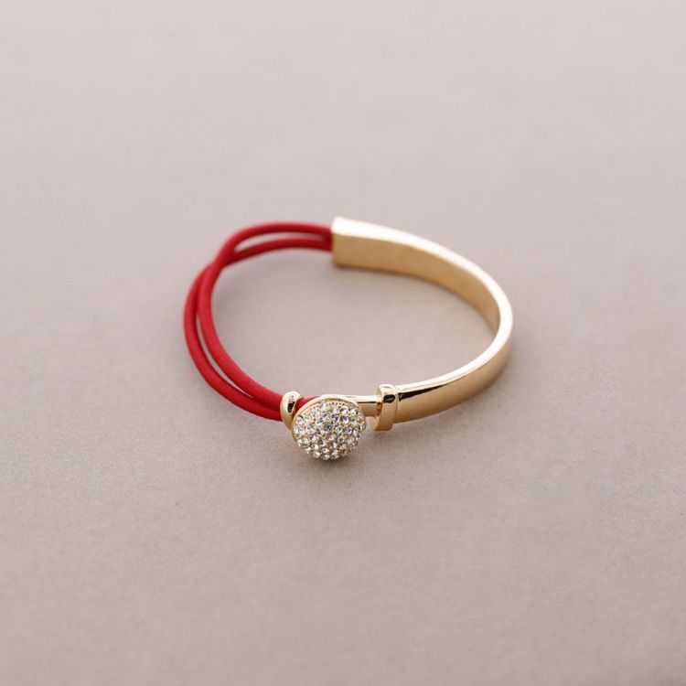 PULSERA CUERO METAL CRISTALES
