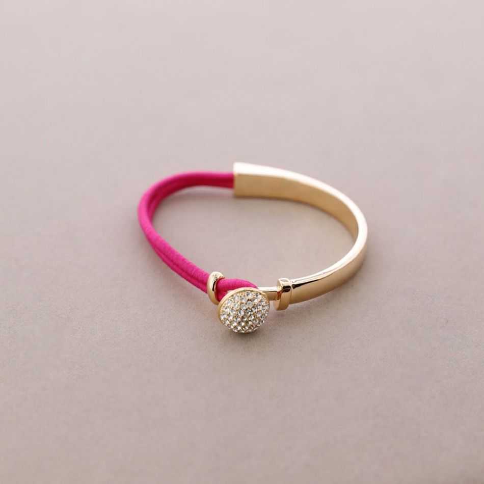 PULSERA CUERO METAL CRISTALES